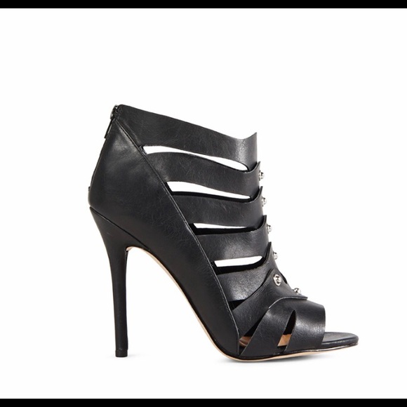 JustFab Shoes Justfab Black High Heel Studded Booties Poshmark